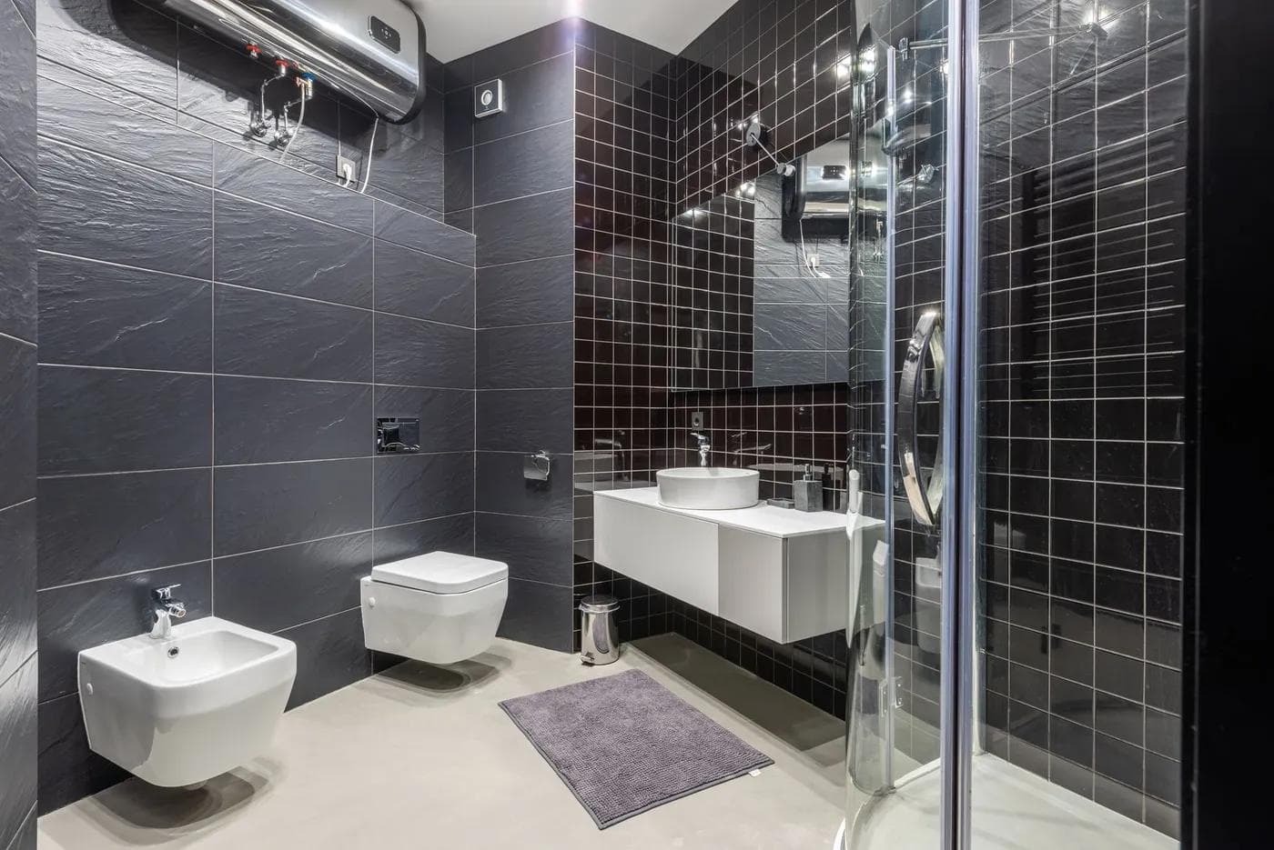 Modern bathroom with a walk-in shower