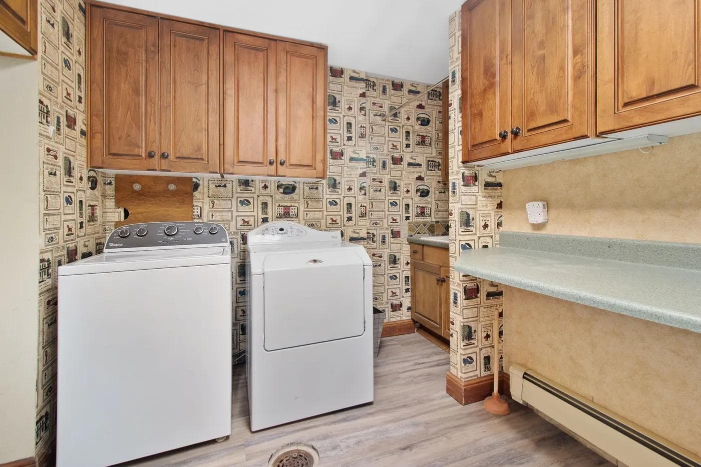 Washer and dryer in a home laundry room